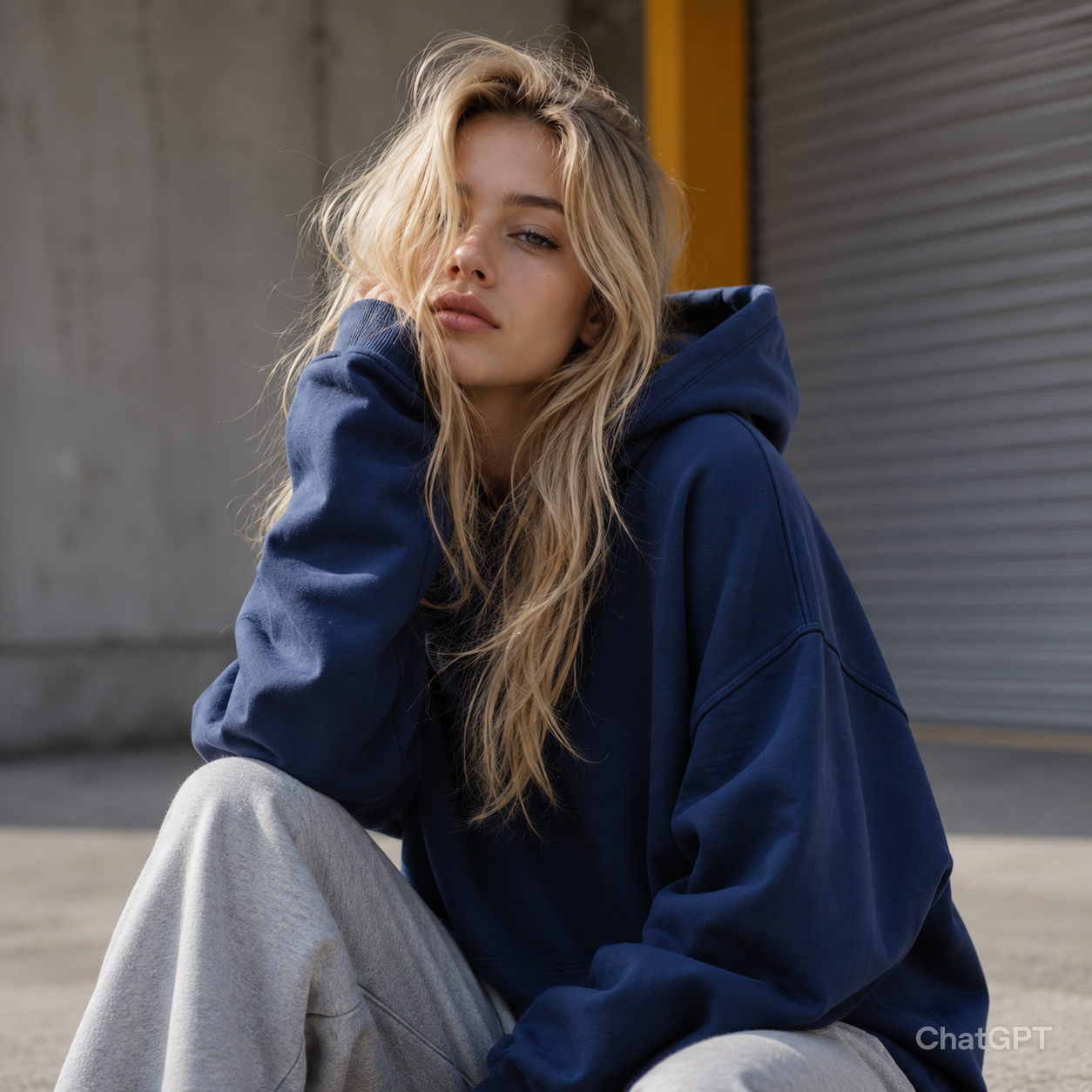 ฮู้ดดี้ Oversized สีน้ำเงิน